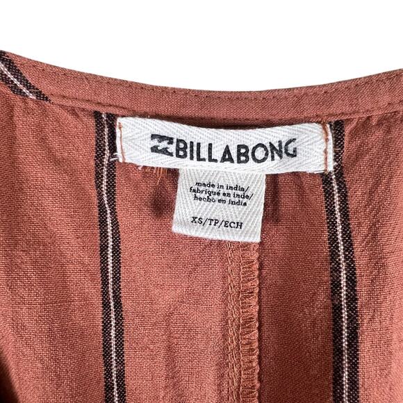 Billabong Stripe Belted Jumpsuit XS | Salmon Pink Boho Festival Romper Vacation - Picture 6 of 12